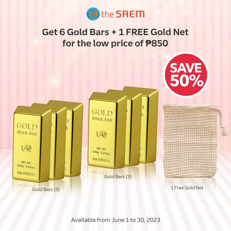 The Saem [JUNE EXCLUSIVE] Buy 1 Take 1 Gold Snail Whitening Bar 3 Set + FREE Gold Bar Net